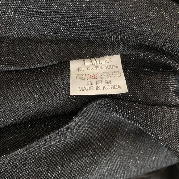 Black Sheer Blouse Womens 2XL Ruffle Textured Stripe Party Top Flowing - Picture 5 of 5